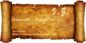 Vancsó Zalán névjegykártya